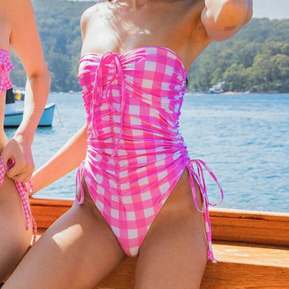 Fillyboo Other - Fillyboo Pink Gingham Halter One Piece NWT